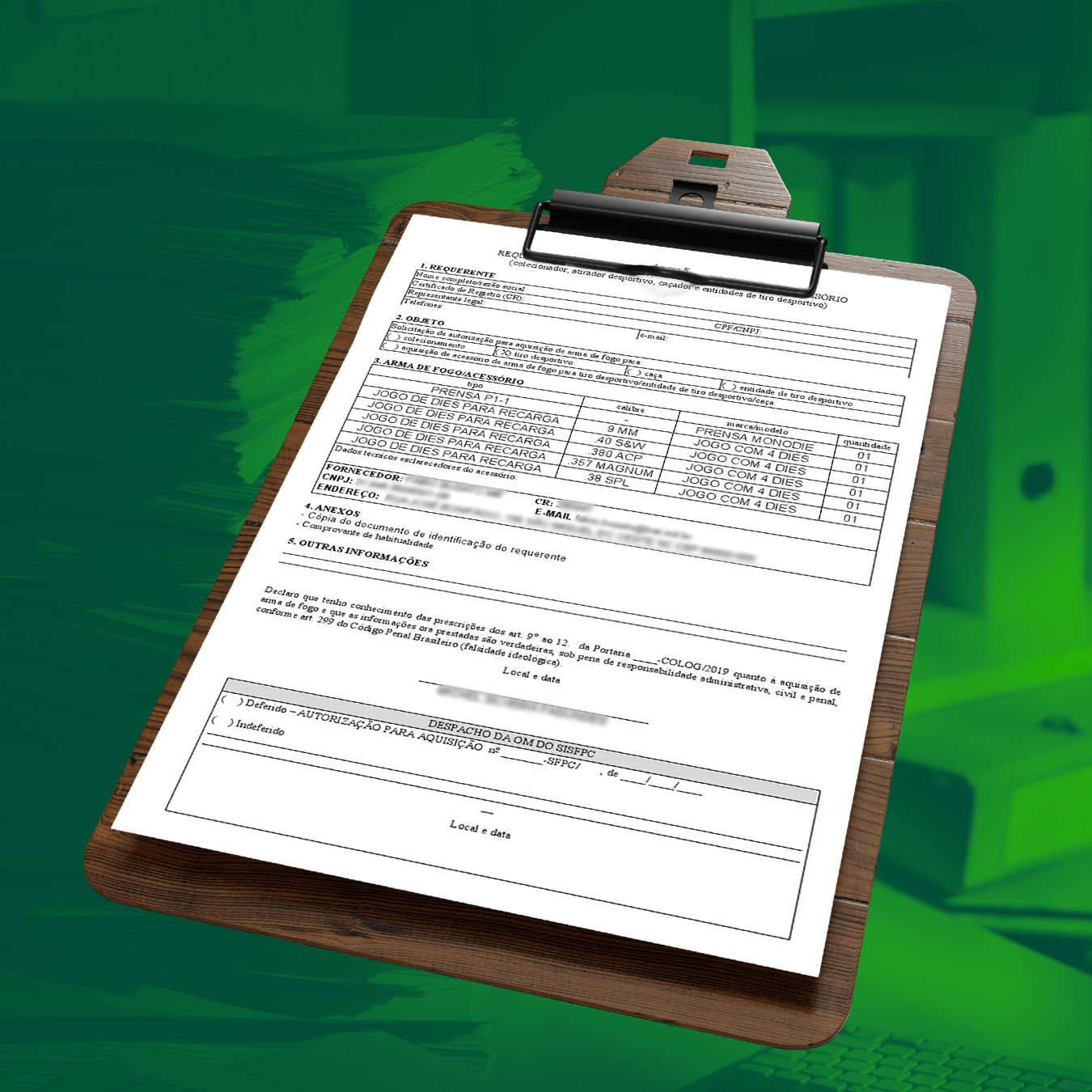 Autorização para aquisição de Equipamento de Recarga por Entidade de Tiro